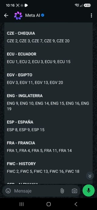 Listado faltantes mundial panini 2026