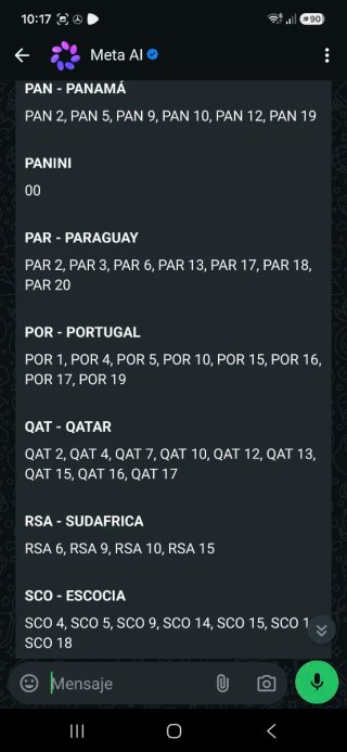 Listado faltantes mundial panini 2026