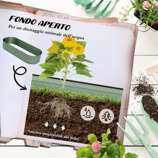 Cama para Huerto Elevada Modular 150X62X30Cm, Caja para Huerto de Acero Galvanizado con Fondo Abierto, Verde