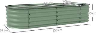 Cama para Huerto Elevada Modular 150X62X30Cm, Caja para Huerto de Acero Galvanizado con Fondo Abierto, Verde