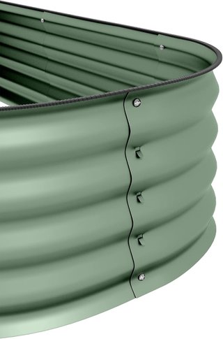 Cama para Huerto Elevada Modular 150X62X30Cm, Caja para Huerto de Acero Galvanizado con Fondo Abierto, Verde