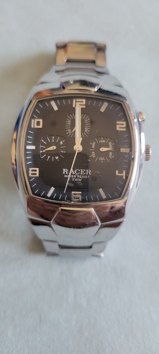 Reloj Cronógrafo RACER Acero Caballero Negro