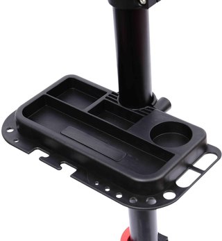 HOMCOM Soporte Plegable para Reparación de Bicicletas, Soporte de Mantenimiento para Bicicletas Giratorio a 360° con Bandeja para Herramientas, Altura Ajustable 109-180Cm, Negro