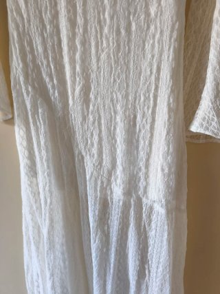 Vestido largo encaje Zara blanco