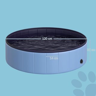 Piscina Plegable para Perros, Piscina de Plástico con Borde Estable para Mascotas, Ф120 X 30 Cm, Azul