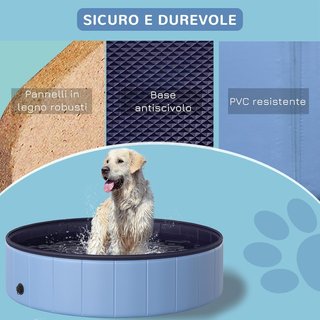Piscina Plegable para Perros, Piscina de Plástico con Borde Estable para Mascotas, Ф120 X 30 Cm, Azul