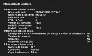 MacBook Air M1 2020 8GB/256GB BATERÍA 98%