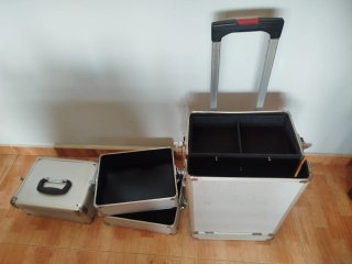 Maletín trolley maquillaje plateado