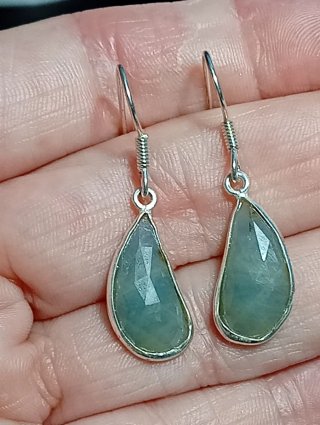 Pendientes Plata Ley labradorita en bruto