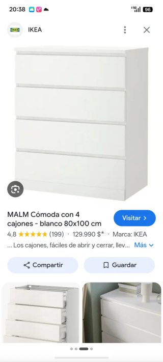 Cómoda Malm 4 cajones blanca