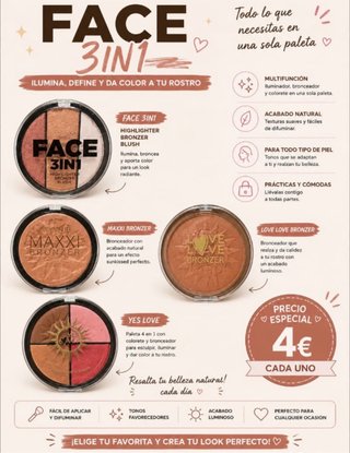 Paleta Maquillaje FACE 3IN1 Bronzer Blush