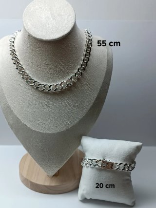 Conjunto Plata: Collar y Pulsera Cubana