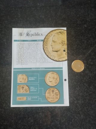 Moneda 1 Peseta 1937 Réplica Colección