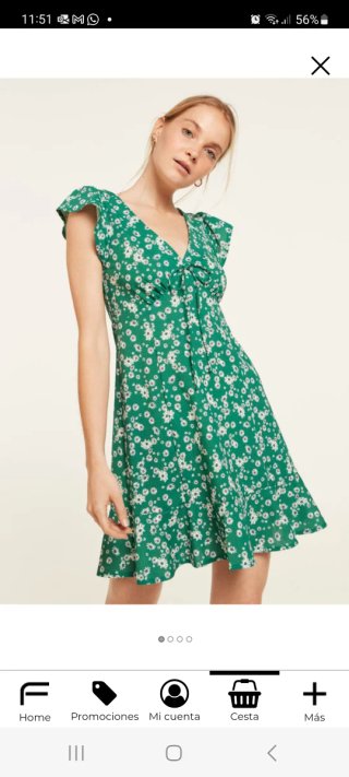 Vestido flores verde Springfield T. XL