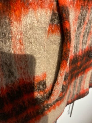 Chaqueta Zara cuadros marrón y naranja