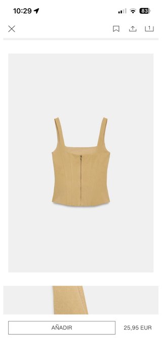 Top Corsetero Botones Zara Beige