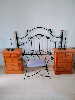 Conjunto Cabecero de forja y 2 mesitas de noche