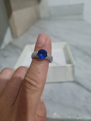 Anello Argento 925 Zaffiro Blu