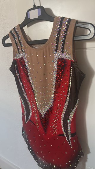 Maillot Gimnasia Rítmica Niña Rojo/Negro
