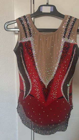 Maillot Gimnasia Rítmica Niña Rojo/Negro