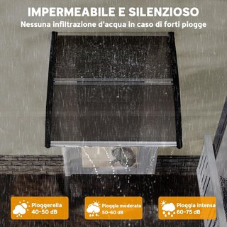 Toldo Exterior 103X96.5Cm, Toldo de Policarbonato y Aluminio para Balcón, Ventanas y Puertas, Marrón