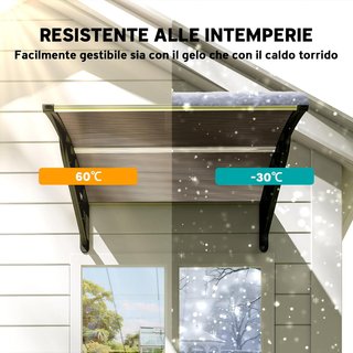 Toldo Exterior 103X96.5Cm, Toldo de Policarbonato y Aluminio para Balcón, Ventanas y Puertas, Marrón
