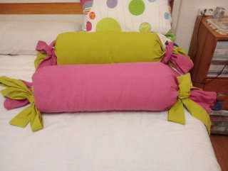 Cojines infantiles niña, rosa y verde
