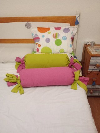 Cojines infantiles niña, rosa y verde