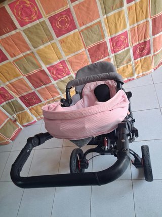 Carrito de bebé Jane color gris y rosa