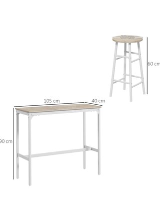 Conjunto mesa alta y 2 taburetes madera