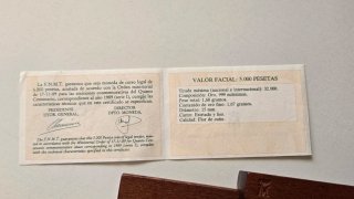 Moneda Oro 5000 Pesetas aniversario 1992