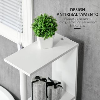 Mueble de Baño Ahorra Espacio en Columna Con 2 Estantes Y 2 Armarios, Columna de Baño de Madera para Salón, 15.2X29.8X118 Cm, Blanco Y Gris