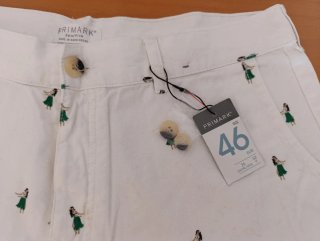 Pantalón corto blanco  hawaiana hombre talla L