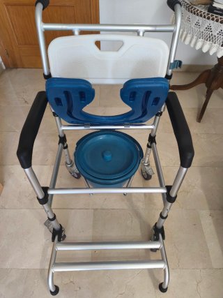 Silla de inodoro 4 en 1, silla de ducha con ruedas