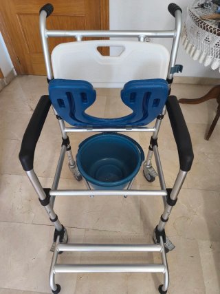 Silla de inodoro 4 en 1, silla de ducha con ruedas
