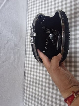 Bolso fiesta clutch negro lazo pedrería