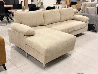 Sofá Chaise Longue Marrón Claro Patas Altas NUEVO