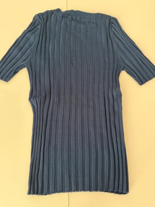 Top Zara canalé azul Talla S