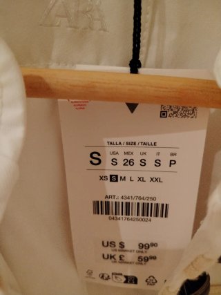 Chaqueta Zara Alamares Talla S Blanca
