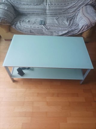 Mesa de centro cristal y metal