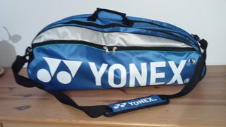 FUNDA TENIS AZUL YONEX 2X2 RAQUETAS + BOLSILLOS.