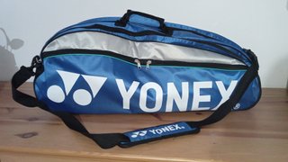 FUNDA TENIS AZUL YONEX 2X2 RAQUETAS + BOLSILLOS.