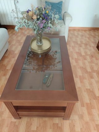 Mesa de centro madera y cristal