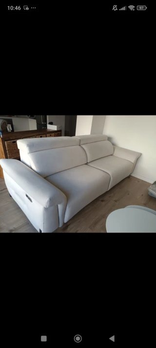 Sofá de tela beige 255cm tela suave  scorpius