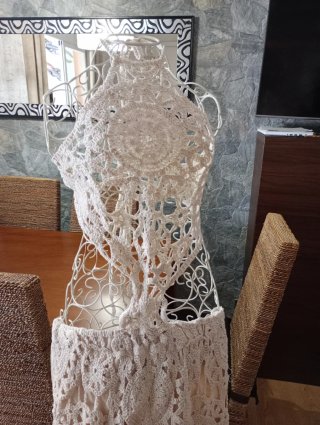 Vestido de crochet blanco talla única