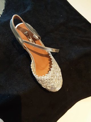 Sandalias cuña plateadas Tacón 8 cm