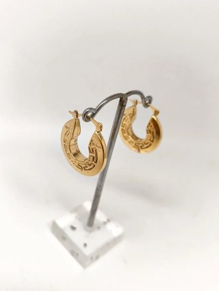 Pendientes Aros Oro 18kt grecas talladas