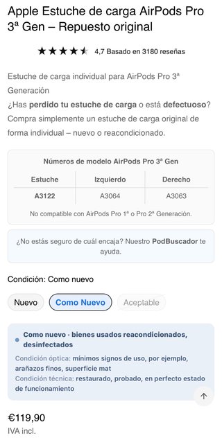 Estuche AirPods Pro 3 Apple Original