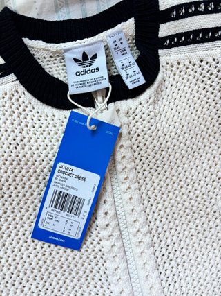 Vestido Adidas Crochet Cremallera Beige Negro
