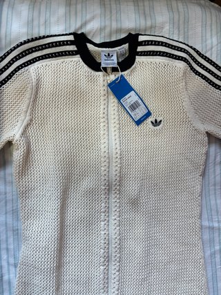 Vestido Adidas Crochet Cremallera Beige Negro